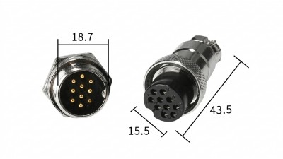 Роз'єм GX20 - 10 PIN Комплект - тато + мама (21162) Роз'єм GX20 - 10 PIN Комплект - тато + мама (21162)