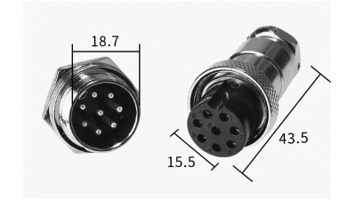 Роз'єм GX20 - 8 PIN Комплект - тато + мама (21161) Роз'єм GX20 - 8 PIN Комплект - тато + мама (21161)